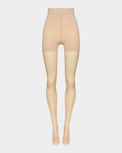 Wolford Geometric Dots Control-top Tights In Fairly Light/black