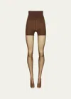 Wolford Geometric Dots Control-top Tights In Umber