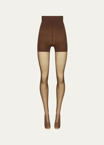 Wolford Geometric Dots Control-top Tights In Umber