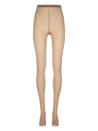 Wolford Geometric-pattern Tights In Neutrals