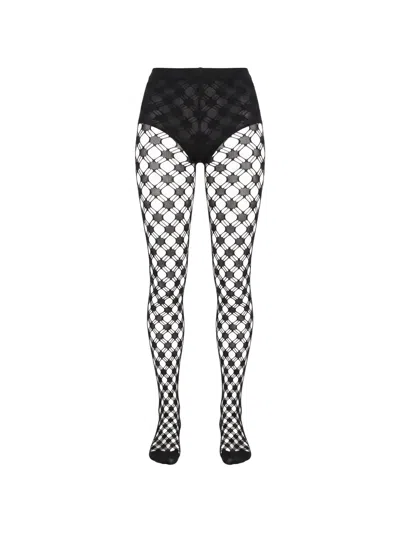 Wolford Geometric-pattern Fishnet Tights In Black