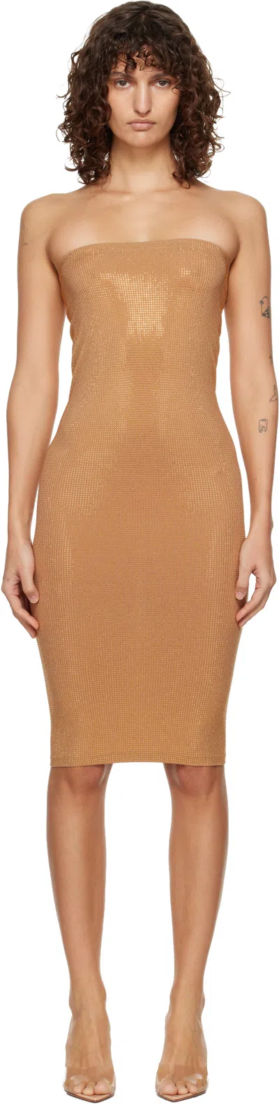 Wolford Gold Liquid Metal Midi Dress