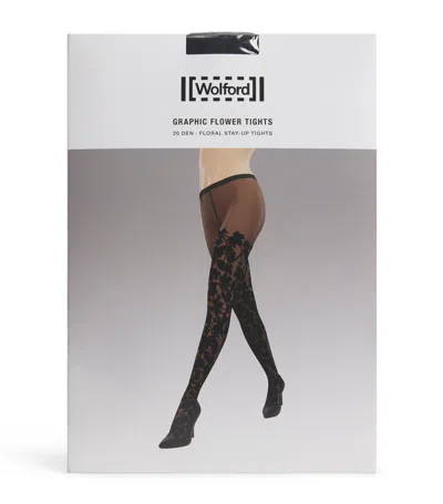 Wolford Graphic Flower Tights In Navy