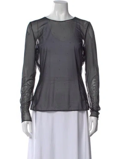 Pre-owned Wolford Graphic Print Crew Neck Top In Black