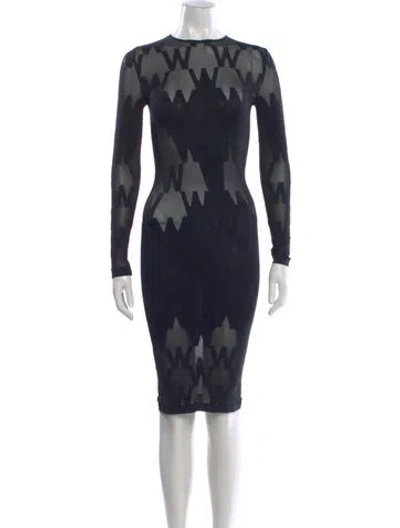 Pre-owned Wolford Graphic Print Knee-length Dress W/ Tags In Blue