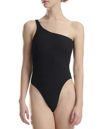 Wolford Ultra Texture High Leg One Piece Swimsuit In Black
