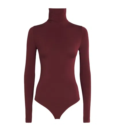 Wolford High-neck Colorado Bodysuit In Burgundy