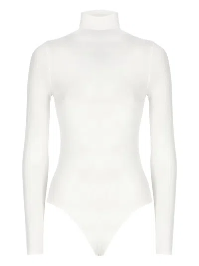 Wolford High-neck Long-sleeve Bodysuit In White