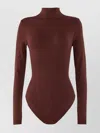 Wolford High Neck Long Sleeve Stretch Body In Brown