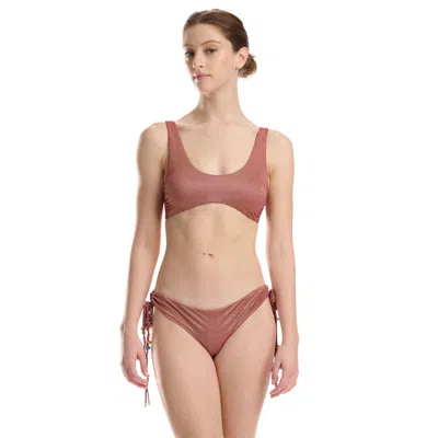 Wolford High Shine Metallic Brief In Brown