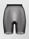 Wolford High Waist Shaping Tulle Netting Shorts In Black