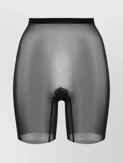 Wolford High Waist Shaping Tulle Netting Shorts In Black