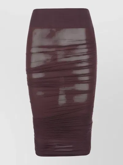 Wolford High Waist Skirt Ruched Sheer Overlay In Brown