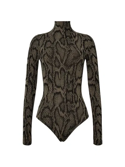Wolford High-neck Long-sleeve Bodysuit In Multi