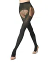 Wolford Holes Effect Performance Garter Tights In Deep Green