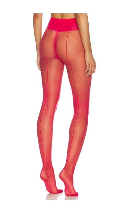 Wolford Individual 10 Back Seam Tights In Red