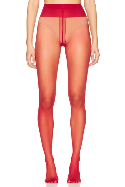 Wolford Individual 10 Back Seam Tights In Soft Cherry