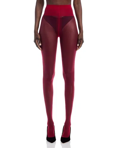 Wolford Individual 10 Back Seam Tights In Soft Cherry
