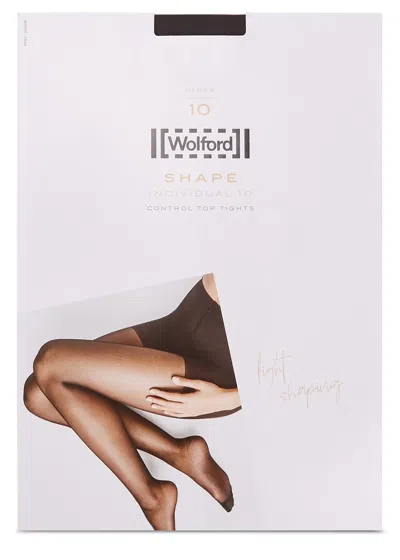 Wolford Individual Control-top 10 Denier Tights In Nearly Black