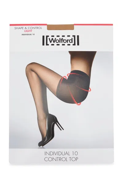 Wolford Individual Control-top 10 Denier Tights In Sand