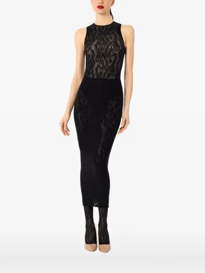 Wolford Infinite Rose Floral-pattern Bodysuit In Black
