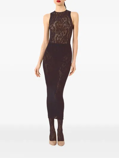 Wolford Infinite Rose Floral-pattern Bodysuit In Brown
