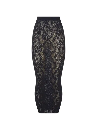 Wolford Floral-lace Pencil Midi Skirt In Black