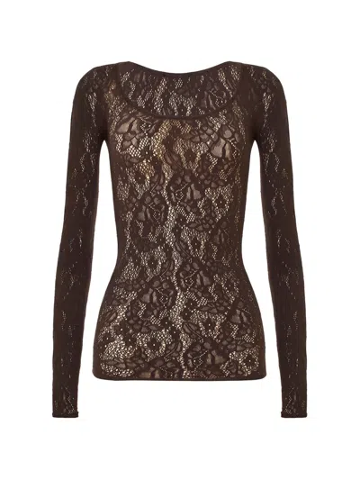 Wolford Infinite Rose Long-sleeved T-shirt In Brown