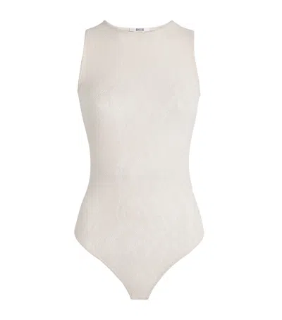 Wolford Infinite Rose Net Bodysuit In White