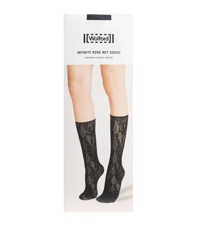 Wolford Infinite Rose Net Socks In Black