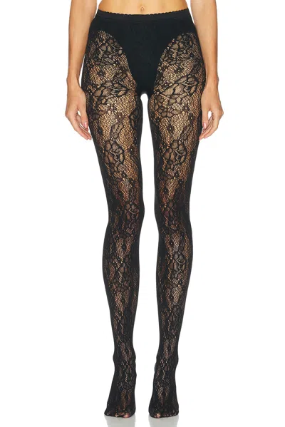 Wolford Infinite Rose Net Tights In Black