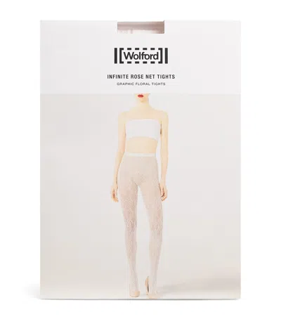 Wolford Infinite Rose Net Tights In White