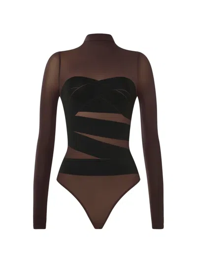 Wolford Infinite Wrap Bodysuit In Brown