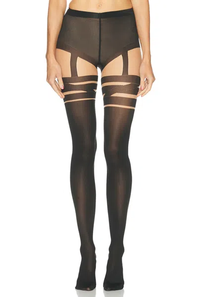 Wolford Infinite Wrap Garter-belt Effect Tights In Black