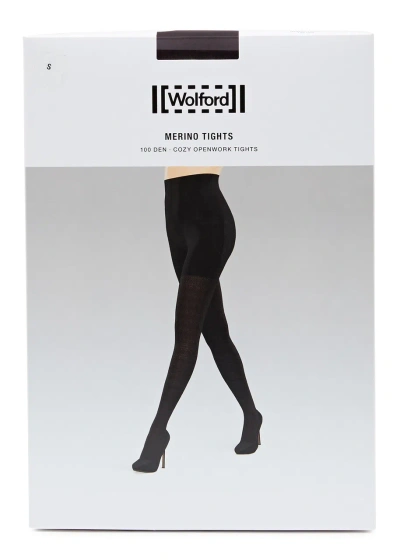 Wolford Jacquard 100 Denier Wool-blend Tights In Brown