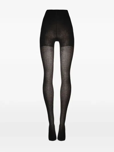 Wolford Jacquard-pattern Merino-blend Tights In Gray
