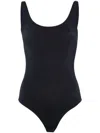 Wolford Black Black Scoop Neck Bodysuit In Blue