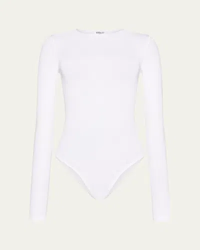 Wolford Jewel Neck Long-sleeve Bodysuit In White