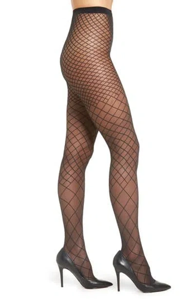 Wolford Karo Sheer Tights In Black