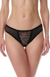 Wolford Lace & Mesh Thong In Black