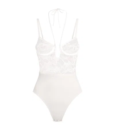 Wolford Lace Shaping Bustier Bodysuit In White