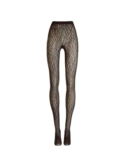 Wolford Lace-effect Tights In Black