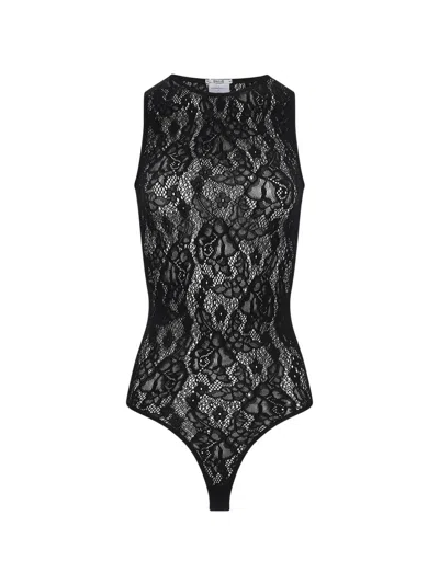 Wolford Lace-knit Bodysuit In Black