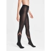 WOLFORD WOLFORD LADIES BLACK/HEMATITE AVERY OPAQUE AND SHEER TIGHTS