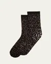 Wolford Leo Animal-patterned Matte Crew Socks In Brown