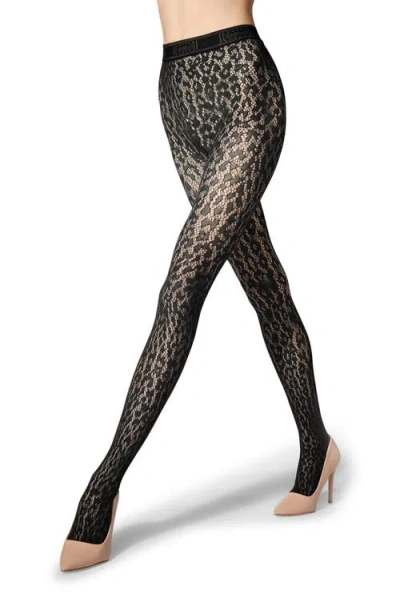 Wolford Leo Lace Tights In Black