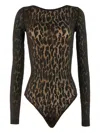 Wolford Leopard-print Long-sleeve Bodysuit In Black