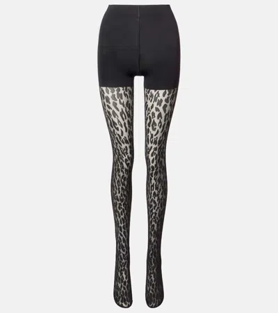 Wolford Leopard-print Tights In Black