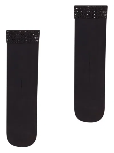 Wolford Liquid Metal Embellished Socks In Black