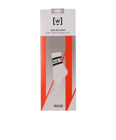 Wolford Logo Rib Knit Cotton Blend Socks In White